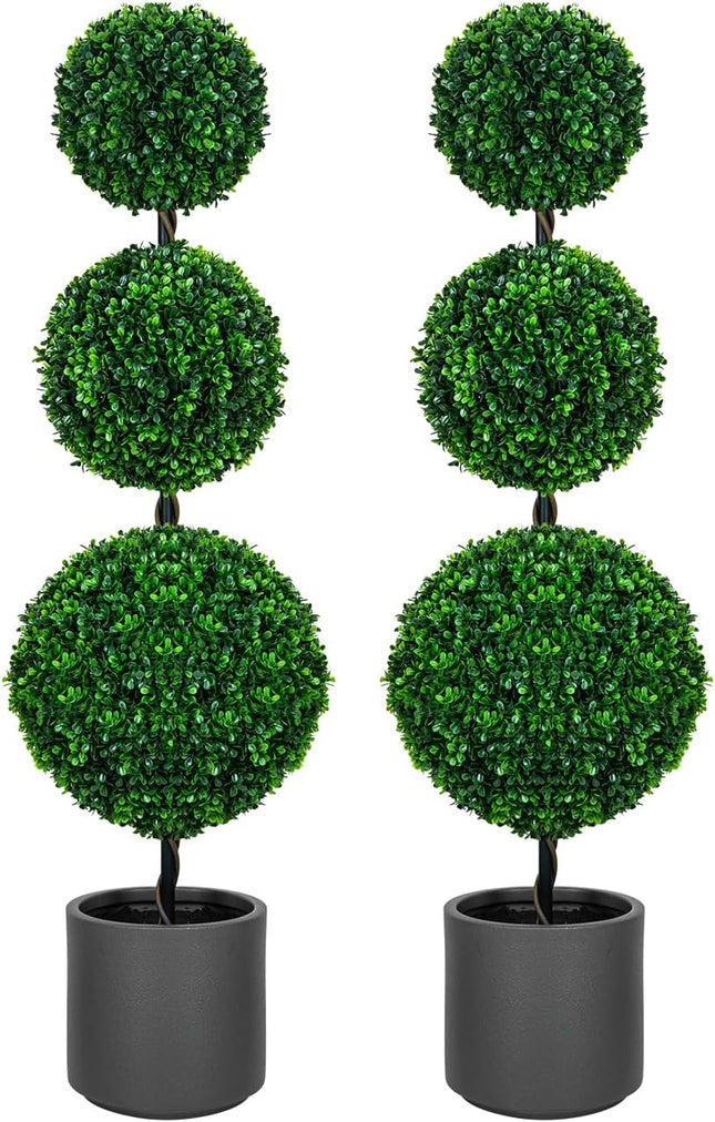 4FT/3FT Artificial Triple Ball Topiary Trees