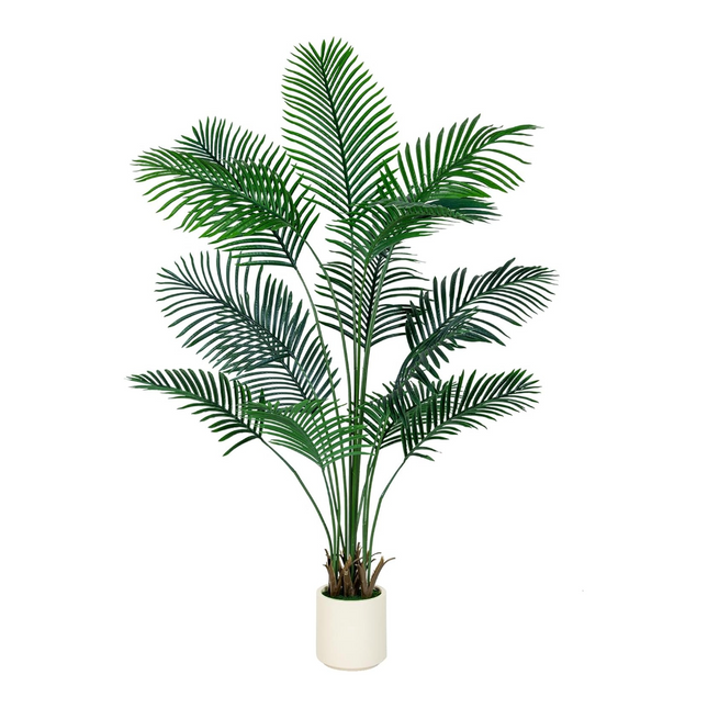 6FT/5FT Areca Palm Artificial Tree Indoor with White Pot Fake Plant for Home Office Decor Indoor Outdoor