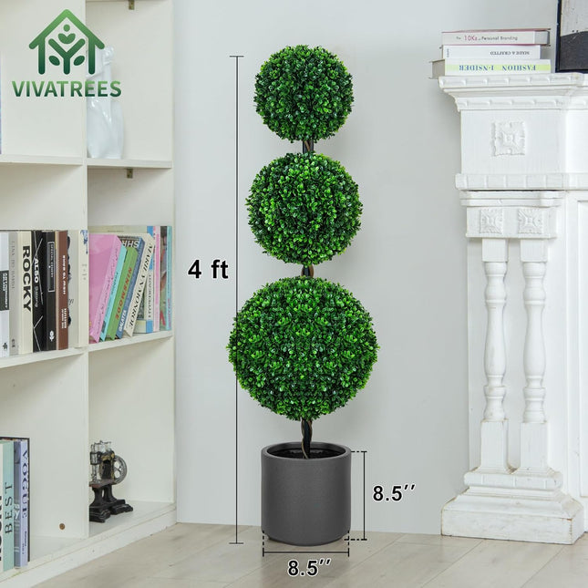 4FT/3FT Artificial Triple Ball Topiary Trees