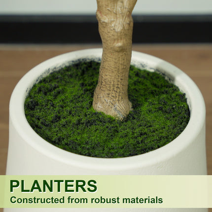 5FT Artificial Olive Tree in White Planter Faux Indoor Plant with Realistic Wood Trunk & Lifelike Fruits for Home & Office Decor