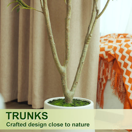 5FT Artificial Olive Tree in White Planter Faux Indoor Plant with Realistic Wood Trunk & Lifelike Fruits for Home & Office Decor