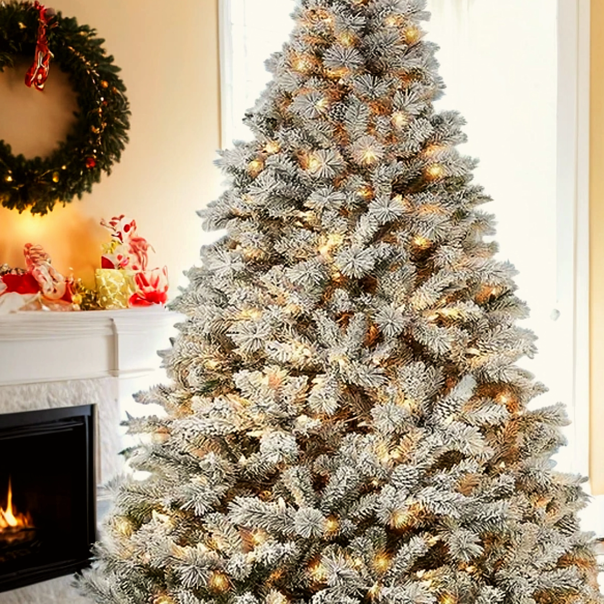 Flocked Christmas Trees Decorating
