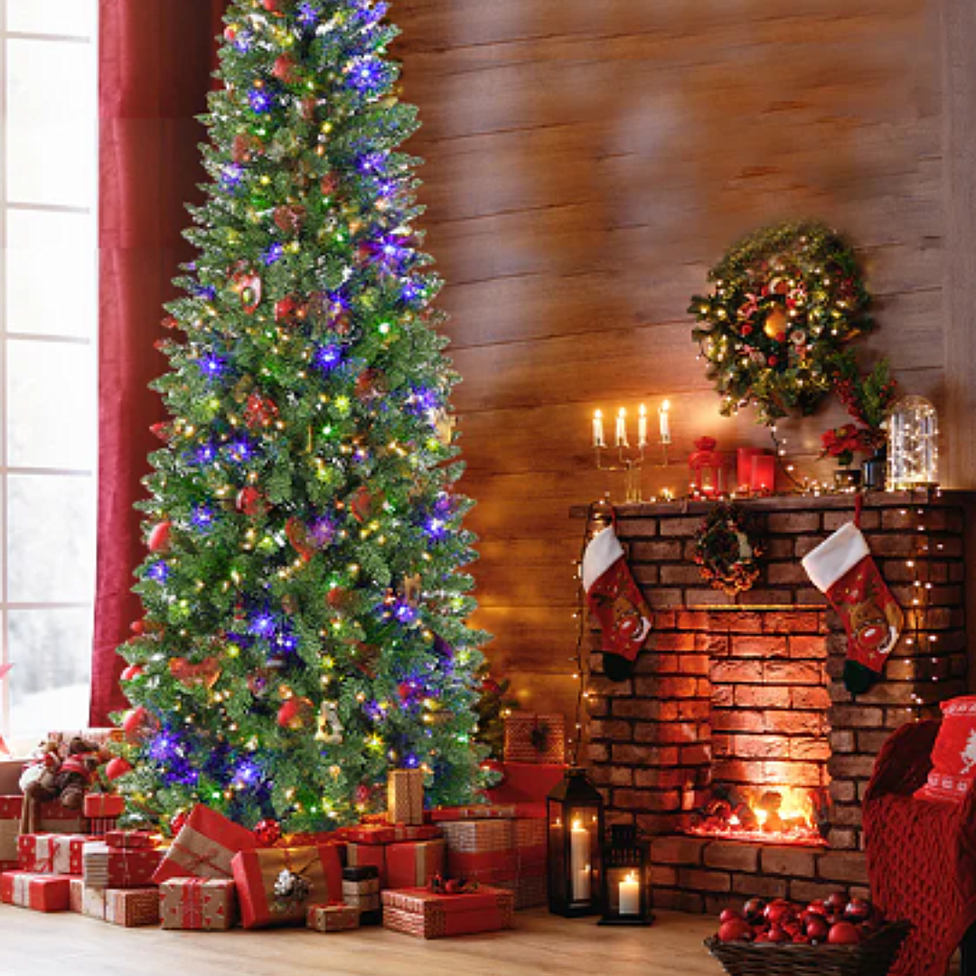 Slim Christmas trees decorating