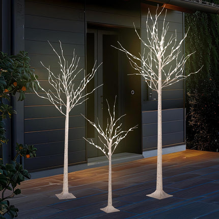 LED Birch Tree, Lights 3 Sizes Pack, 4ft & 6ft & 8ft Trees with Warm White Lights, Outdoor Indoor Christmas Wedding Party Decor
