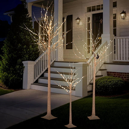 LED Birch Tree, Lights 3 Sizes Pack, 4ft & 6ft & 8ft Trees with Warm White Lights, Outdoor Indoor Christmas Wedding Party Decor