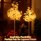 5FT 96LED Artificial Lighted White Maple Tree, Tall Tree with Dual-Tone Lights (Cold & Warm White) Thanksgiving, Christmas, Autumn Harvest Outdoor Indoor Home Decor