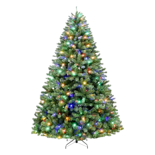 2024 Version 6.5'/7.5'/9' Prelit Artificial Christmas Tree with Color Changing LED Lights, Metal Stand and Hinged Branches, 10 Color Modes