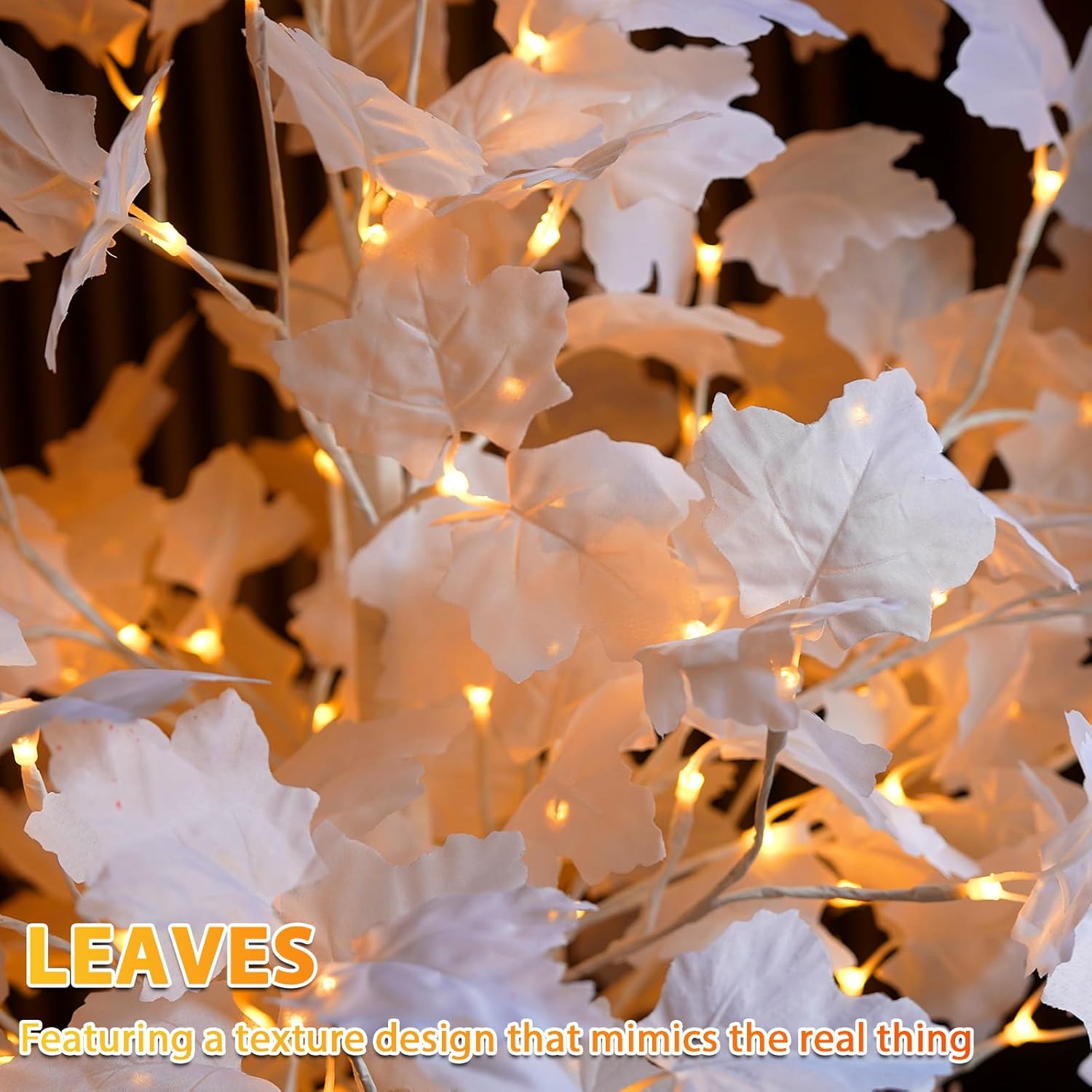 5FT 96LED Artificial Lighted White Maple Tree, Tall Tree with Dual-Tone Lights (Cold & Warm White) Thanksgiving, Christmas, Autumn Harvest Outdoor Indoor Home Decor