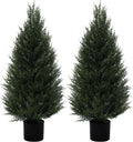 VIVATREES 2Pack 3ft Outdoor Artificial Cedar Topiary Trees, All-Weather Faux Pine for Home Porch Entryway Decor