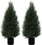 VIVATREES 2Pack 3ft Outdoor Artificial Cedar Topiary Trees, All-Weather Faux Pine for Home Porch Entryway Decor