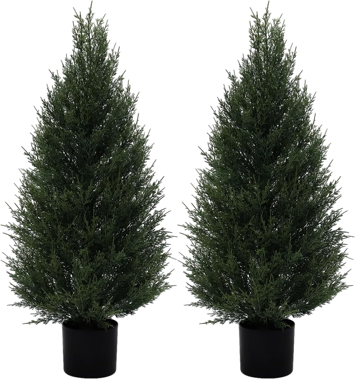 VIVATREES 2Pack 3ft Outdoor Artificial Cedar Topiary Trees, All-Weather Faux Pine for Home Porch Entryway Decor