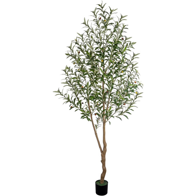 7FT Olive Tree Artificial Indoor, 84in Tall Faux Olive Tree with Pot, Fake Potted Tree with Fruits for Home Office Decor
