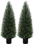 VIVATREES 2Pack 5ft Outdoor Artificial Cedar Topiary Trees, All-Weather Faux Pine for Home Porch Entryway Decor
