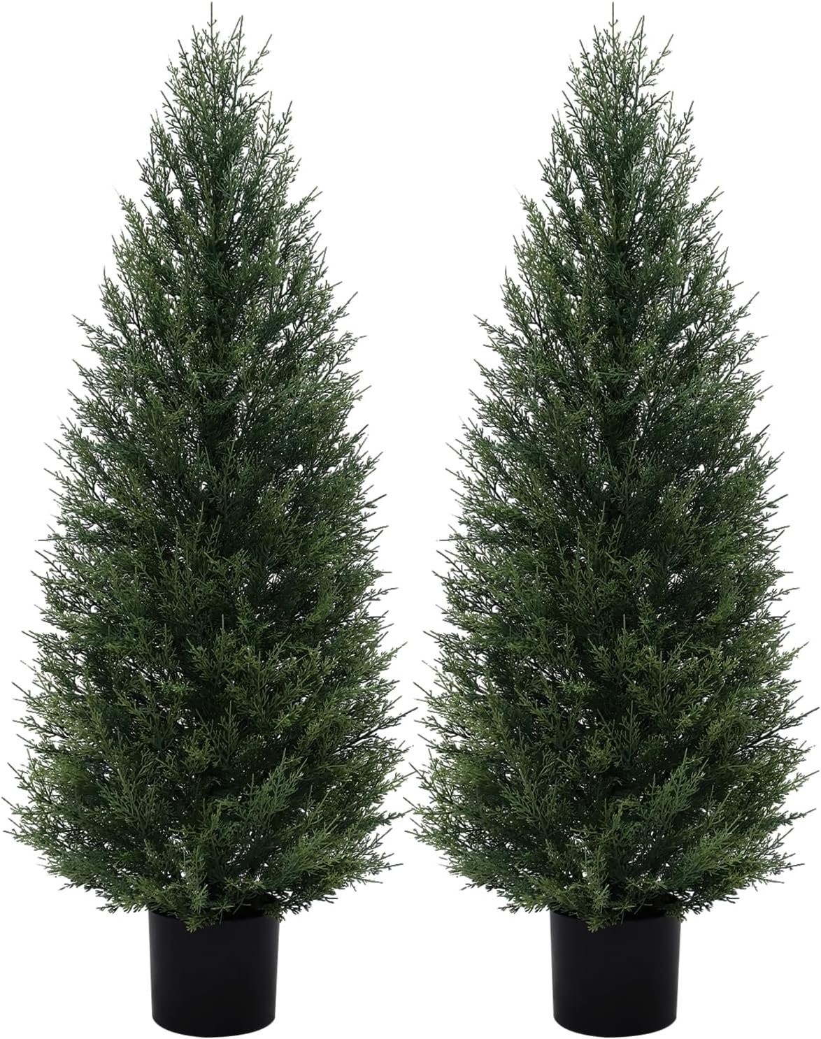 VIVATREES 2Pack 5ft Outdoor Artificial Cedar Topiary Trees, All-Weather Faux Pine for Home Porch Entryway Decor
