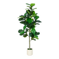 6FT/5FT Artificial Fiddle Leaf Fig Tree in White Planter Faux Indoor Outdoor Floor Plant with Realistic Leaves for Home & Office Decor