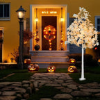 6FT 120LED Artificial Lighted White Maple Tree, Tall Tree with Dual-Tone Lights (Cold & Warm White) Thanksgiving, Christmas, Autumn Harvest Outdoor Indoor Home Decor