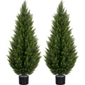 VIVATREES 2Pack 5ft Outdoor Artificial Cedar Topiary Trees, All-Weather Faux Pine for Home Porch Entryway Decor