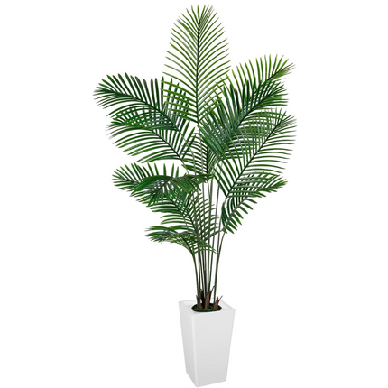 VIVATREES Palm Tree 6FT Artificial, 72in Tall Faux Palm Tree with 15.7 White Planter, Fake Potted Tree for Indoor & Outdoor Home Office Decor
