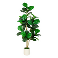 5FT/6FT Artificial Fiddle Leaf Fig Tree in White Planter  Faux IndoorOutdoor Floor Plant with Realistic Leaves for Home & Office Decor