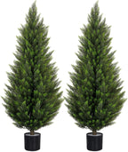 VIVATREES 2Pack 3-5ft Artificial Cedar Topiary UV-Resistant, Commercial-Grade Wind-Proof Faux Pine for All-Season Porch & Entryway Decor