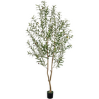6FT Olive Tree Artificial Indoor, 72in Tall Faux Olive Tree in Black Pot, Fake Potted Tree with Fruits for Home Office Decor