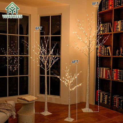 LED Birch Tree Lights, 8ft Trees with Warm White Lights, Outdoor Indoor Christmas Wedding Party Decor
