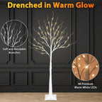 LED Birch Tree Lights, 4ft Trees with Warm White Lights, Outdoor Indoor Christmas Wedding Party Decor