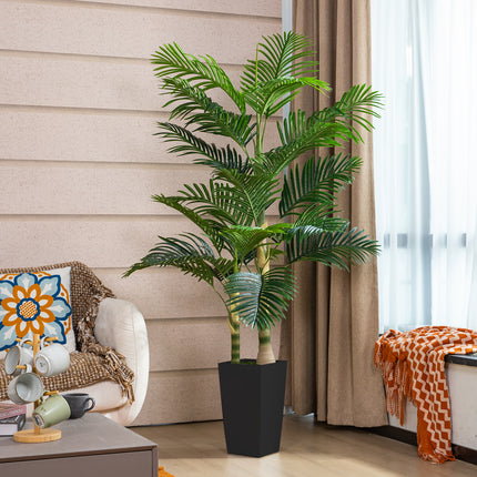 7FT Silk Island Golden Cane Palm Tree (Black Planter)