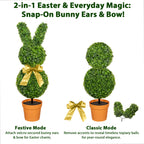 36inch Bunny Shaped Boxwood Topiary with Terracotta-Look Plastic Planter Pot, UV-Resistant Easter Home Decor for Porch, Outdoor & Indoor Spring Rabbit Artificial Topiary Tree(2 Pack)
