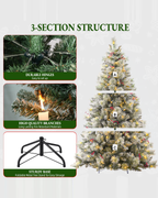 7.5 ft Silverplume Pre-Lit Lightly Flocked Pine Christmas Tree with 450 Warm White Led