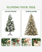 7.5 ft Silverplume Pre-Lit Lightly Flocked Pine Christmas Tree with 450 Warm White Led