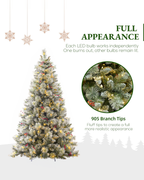 6 ft Silverplume Pre-Lit Lightly Flocked Pine Christmas Tree with 250 Warm White Led
