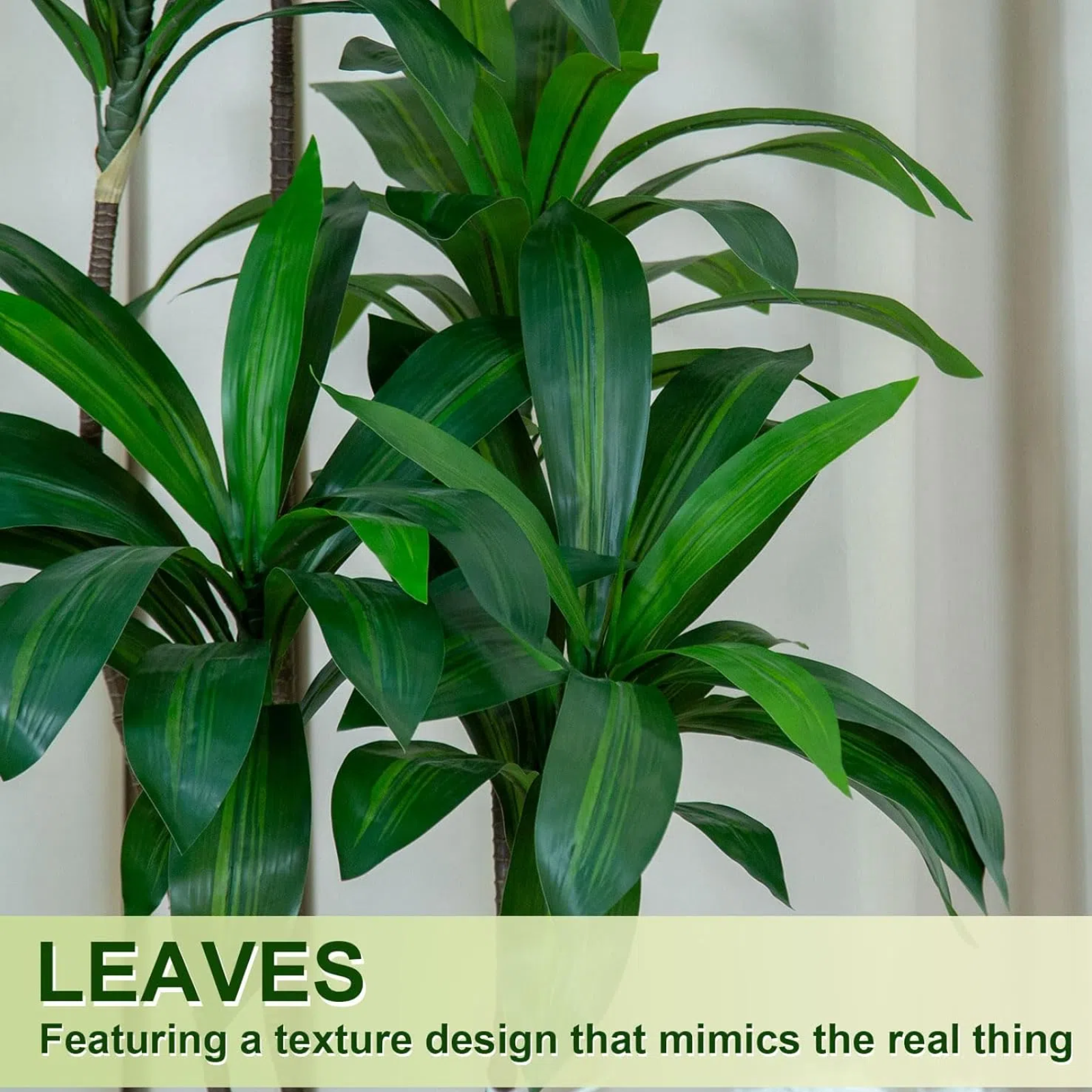 5FT/6FT Artificial Dracaena Tree in White Planter Faux Plant with Realistic Wood Trunk & Lifelike Leaves for Home & Office Decor, Green
