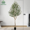 Artificial Olive Tree Tall Faux Silk Tree with White Tall Planter, with Natural Wood Trunk and Lifelike Fruits