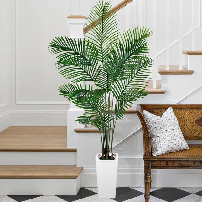 tall fake potted plants Palm Tree 5FT Artificial, 60in Faux Palm Tree with 15.7 White Planter – Vivatrees