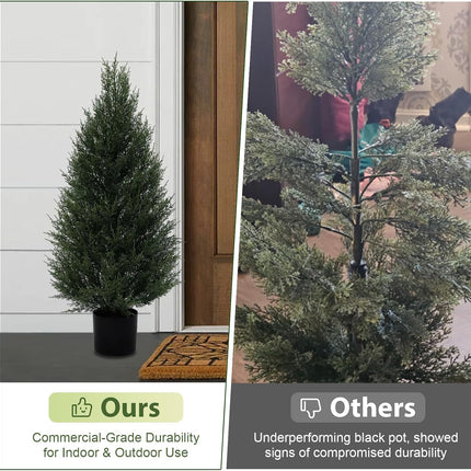 VIVATREES 2Pack 4ft Outdoor Artificial Cedar Topiary Trees, All-Weather Faux Pine for Home Porch Entryway Decor