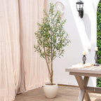 7FT Olive Tree Artificial Indoor, 84in Tall Faux Olive Tree with Pot, Fake Potted Tree with Fruits for Home Office Decor