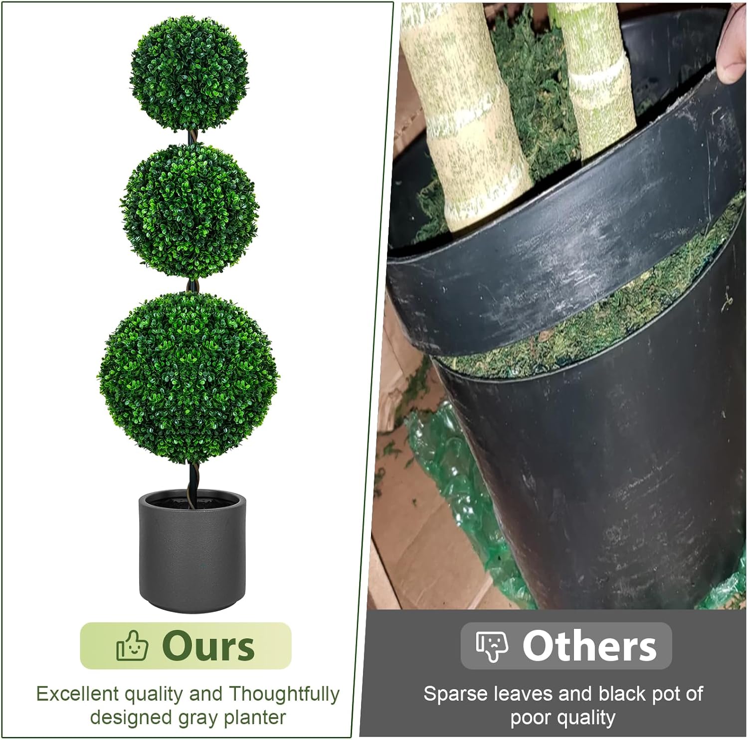 4FT/3FT Artificial Triple Ball Topiary Trees