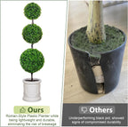 3FT/4FT Artificial Triple Ball Topiary Trees with Roman Style Vintage White Planter Pot, Outdoor Indoor Realistic Faux Shrubs Plants, Fake