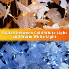 2PACK Artificial Lighted White Maple (5FT 96LED & 6FT 120LED) Tall Tree with Dual-Tone Lights (Cold & Warm White) Thanksgiving, Christmas, Autumn Harvest Outdoor Indoor Home Decor