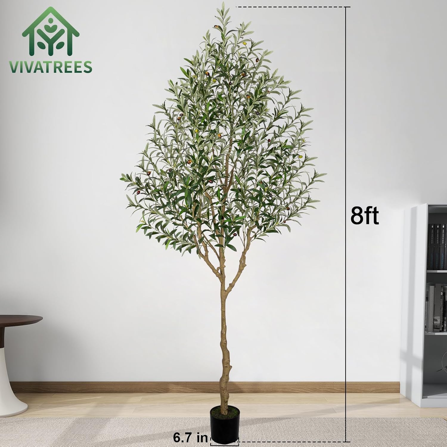 8FT Olive Tree Artificial Indoor, 96in Tall Faux Olive Tree with Pot, Fake Potted Tree with Fruits for Home Office Decor