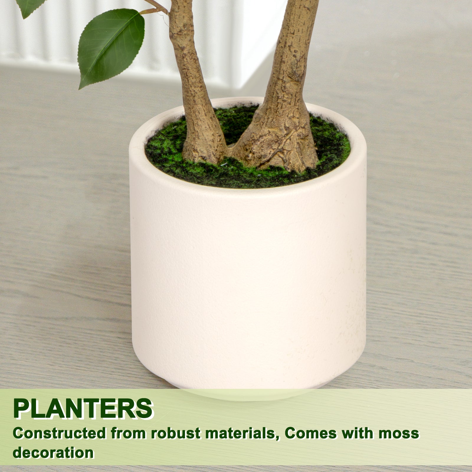 VIVATREES 3ft Artificial Camellia Tree 2 Pack, 36'' Tall Faux Camellia Plant with White Flowers, UV Resistant Indoor Outdoor Fake Tree with White Planter Pot Included for Home Patio Wedding Decor