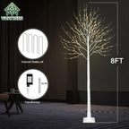 LED Birch Tree Lights, 8ft Trees with Warm White Lights, Outdoor Indoor Christmas Wedding Party Decor