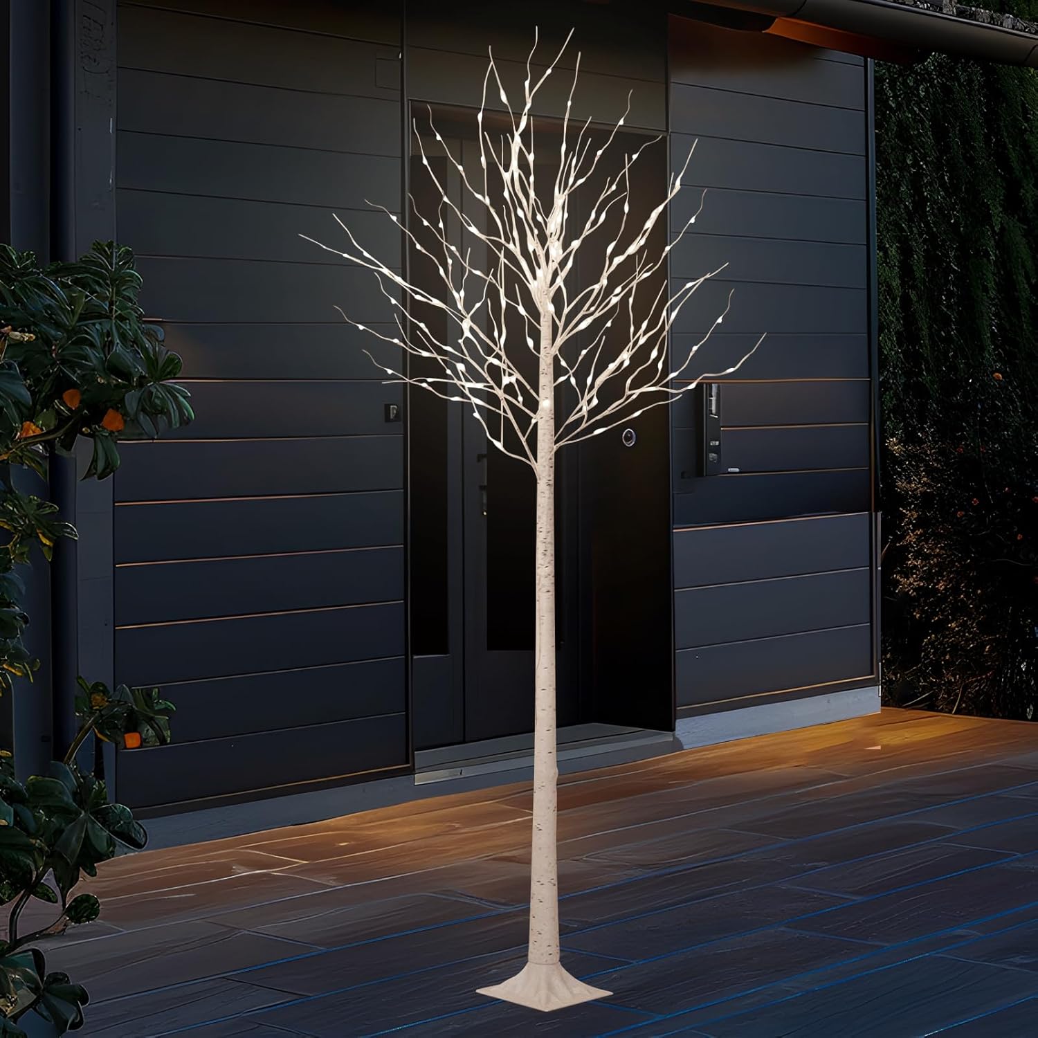 LED Birch Tree Lights, 8ft Trees with Warm White Lights, Outdoor Indoor Christmas Wedding Party Decor