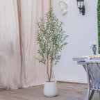 6FT Olive Tree Artificial Indoor, 72in Tall Faux Olive Tree in Black Pot, Fake Potted Tree with Fruits for Home Office Decor