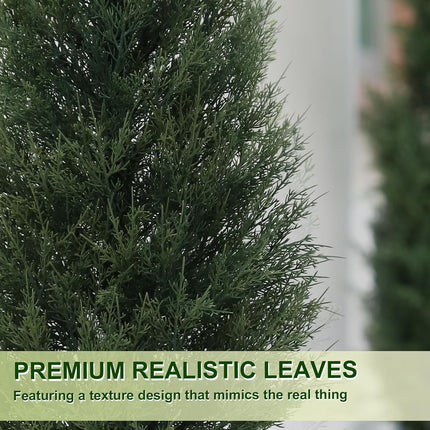 VIVATREES 2Pack 5ft Outdoor Artificial Cedar Topiary Trees, All-Weather Faux Pine for Home Porch Entryway Decor