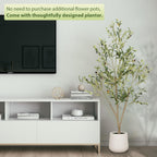 5/6/7/8FT Artificial Olive Tree Tall Faux Potted Plant with Natural Wood Trunk Lifelike Fruit Faux Tree for Home Office Decor