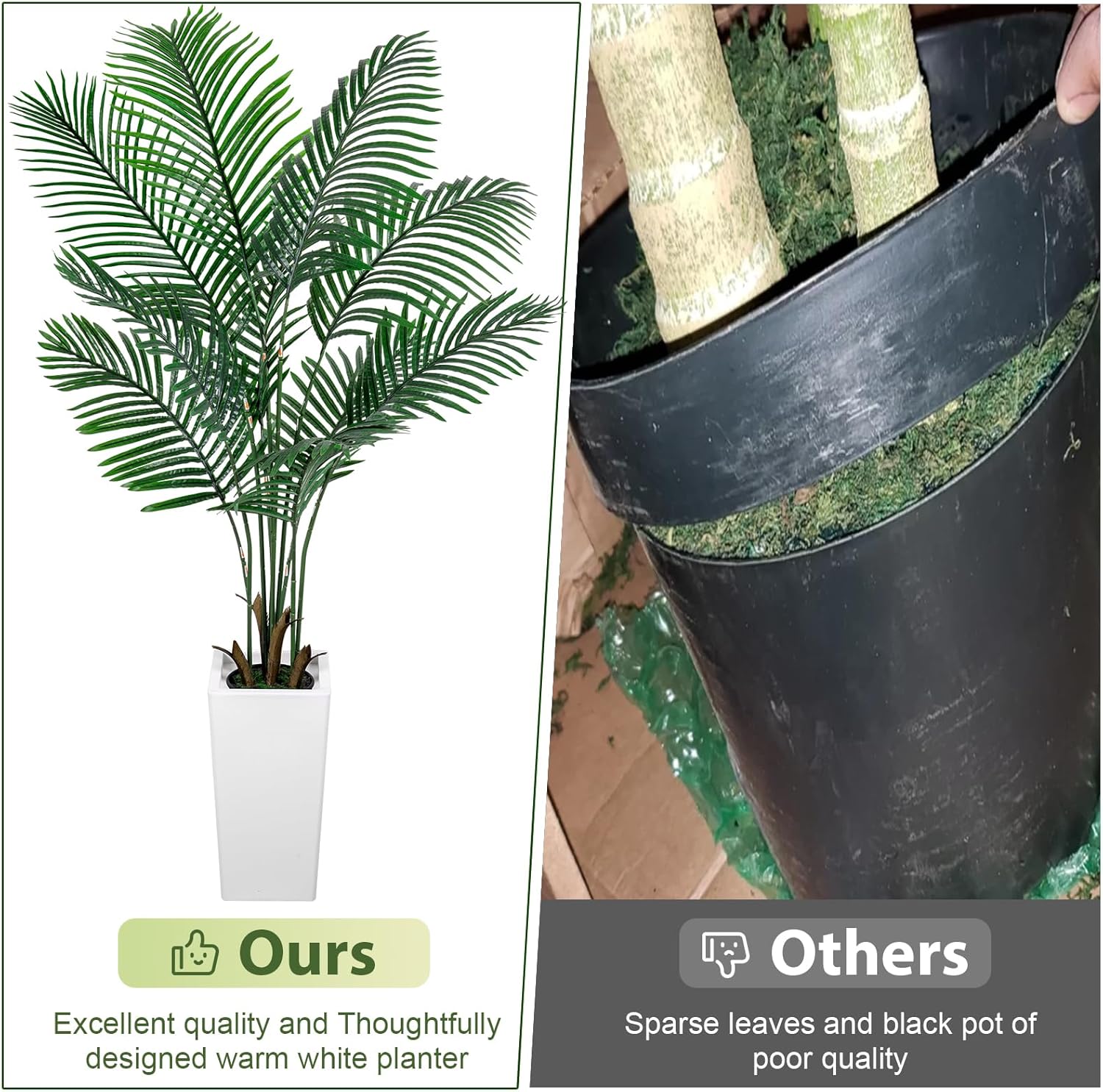 VIVATREES Palm Tree 6FT Artificial, 72in Tall Faux Palm Tree with 15.7 White Planter, Fake Potted Tree for Indoor & Outdoor Home Office Decor