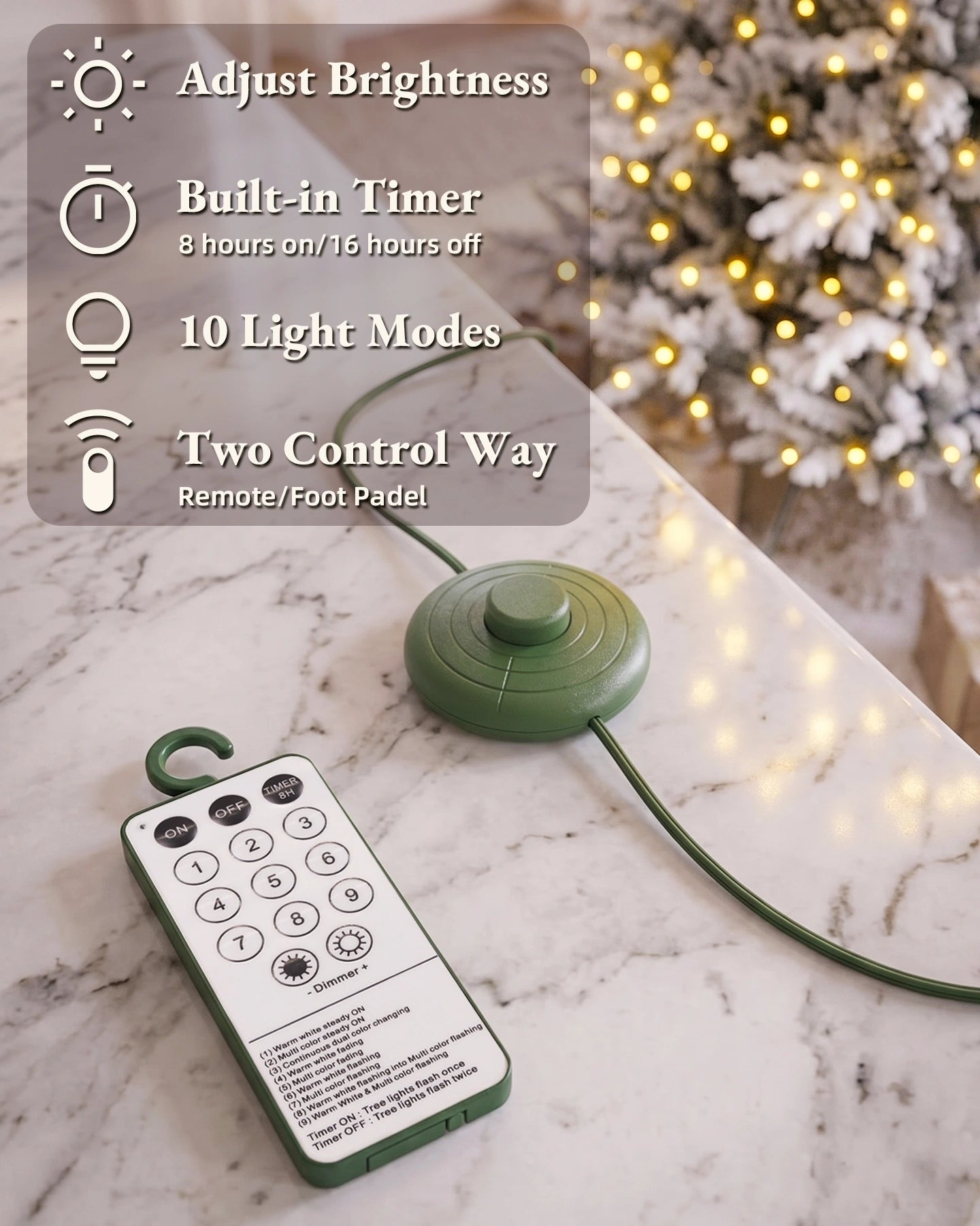 7.5' Frostwood Pre-Lit Flocked Fraser Fir Artificial Christmas Tree with 650 Warm White & Color LED Lights