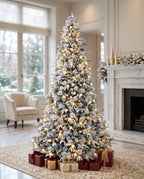 9' Woodland Flocked Pine Artificial Christmas Tree with 600 Warm White & Color LED Lights